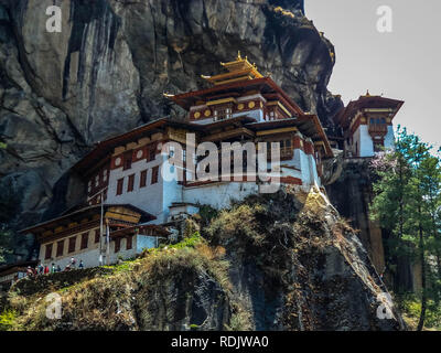 View of Taktshang Monastery or tigers nest on the mountain in Paro, Bhutan Stock Photo