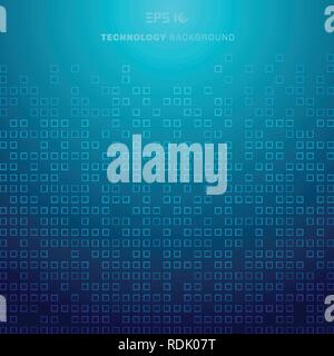 Abstract squares pattern futuristic transfer data on blue background technology concept. Vector illustration Stock Vector