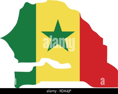 map of Senegal with flag inside. Senegal map vector illustration Stock Vector