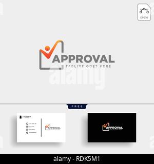 Approval Check, checking logo template vector illustration with business card Stock Vector