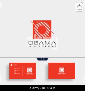 Letter O Business consult logo template with business card grid line icon elements isolated Stock Vector
