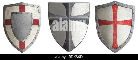 medieval crusader's metal shield with red cross isolated Stock Photo ...