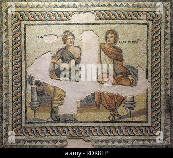 Gaziantep, Turkey - June 07, 2014: Metiochus and Parthenope Mosaic in Gaziantep Zeugma Mosaic Museum on June 07, 2014. Zeugma Mosaic Museum in Gaziant Stock Photo