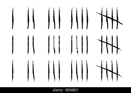 Hand drawn Tally marks with brush strokes Stock Vector