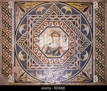 Gaziantep, Turkey - September, 11, 2018: Gaia Mosaic of Euphrates house in Zeugma Mosaic Museum on September, 11, 2018. Zeugma Mosaic Museum in Gazian Stock Photo
