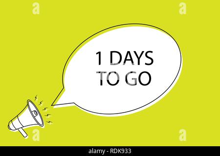 one days to go speech bubble in cartoon style. Male with megaphone Stock Vector