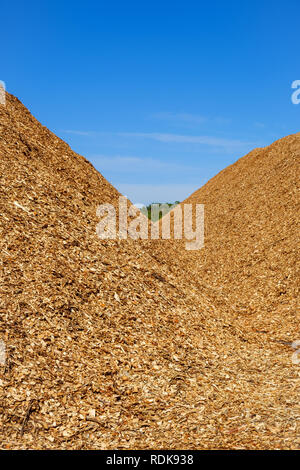Woodchips at a industrial storage place Stock Photo