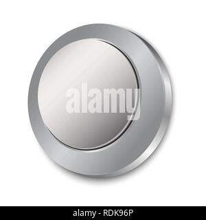 Metal button blank isolated on white background Stock Vector