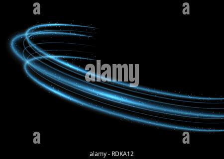 Vector circle neon light tracing effect. Glowing magic fire ring trace Stock Vector