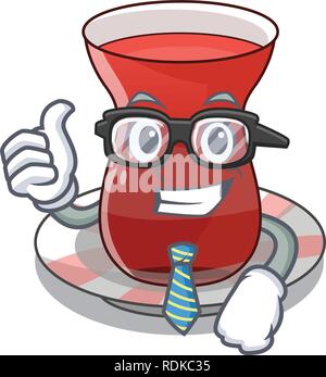 Businessman turkish tea in a cartoon glass Stock Vector