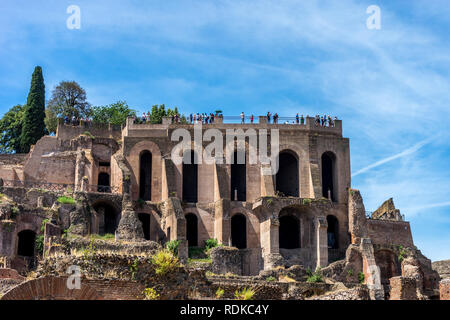 Rome, Italy - 24 June 2018: The ancient ruins at the Roman Forum, Palatine hill in Rome Stock Photo