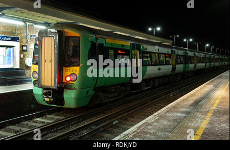 Class 377 Electrostar train of Southern  railway at Cosham Railway Station, Cosham, Portsmouth, Hampshire, England, UK. Stock Photo