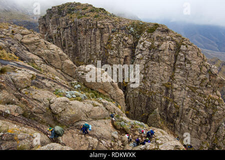 The chain ladders on the Sentinel Hike, Drakensberge Stock Photo - Alamy
