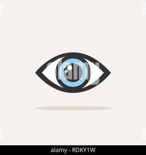 Blue eye icon with shade on a white background. Vector illustration Stock Vector