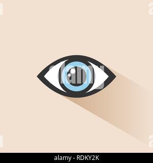 Blue human eye icon with shade. Vector illustration Stock Vector