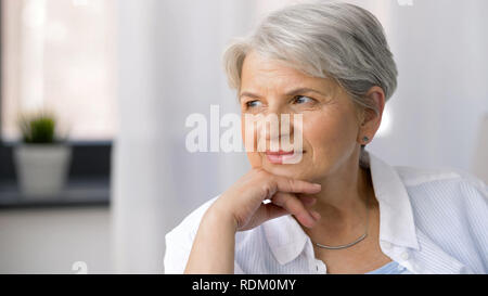 portrait of pensive senior woman Stock Photo