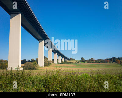 The Ruhrtal Bridge in Mulheim-Mintard (Mintarder Ruhrtalbrücke) is the longest steel-bridge in Germany, connecting Essen and Dusseldorf via motorway A Stock Photo