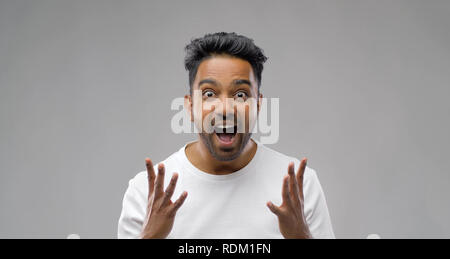 indian man celebrating victory Stock Photo