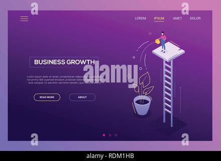 Business growth - modern isometric vector web banner Stock Vector