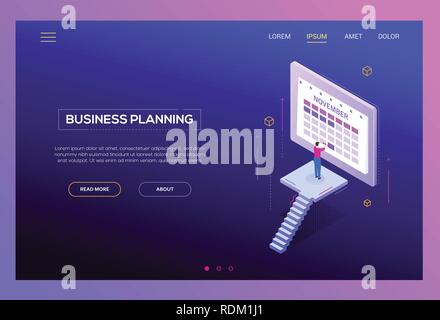 Business planning - modern isometric vector web banner Stock Vector