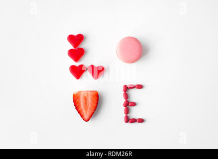 close up of word love made of sweets Stock Photo