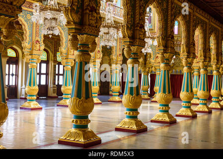 Private Durbar Hall, Mysore Palace, Mysuru, Karnataka, India Stock Photo