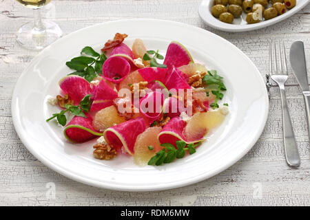 homemade watermelon radish salad Stock Photo