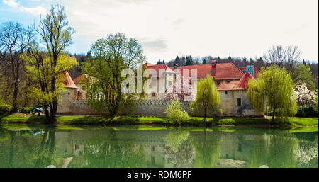 Panorama of Otocec castle, near Novo mesto, Slovenia Stock Photo