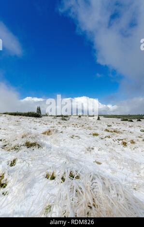 First snow at Karkonosze (Giants Mountains) mountain range. Poland, Lower Silesian province. Stock Photo