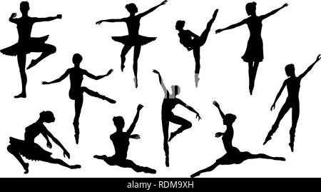 Silhouette Ballet Dancers Stock Vector