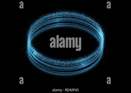 Vector circle neon light tracing effect. Glowing magic fire ring trace Stock Vector