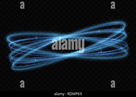 Vector circle neon light tracing effect. Glowing magic fire ring trace Stock Vector