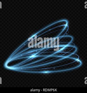 Vector circle neon light tracing effect. Glowing magic fire ring trace Stock Vector