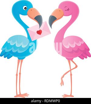 Valentine flamingos topic image 3 - eps10 vector illustration. Stock Vector
