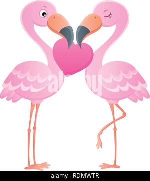 Valentine flamingos topic image 7 - eps10 vector illustration. Stock Vector