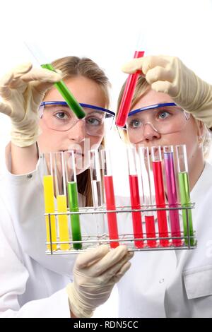Chemistry laboratory, laboratory technicians at work Stock Photo