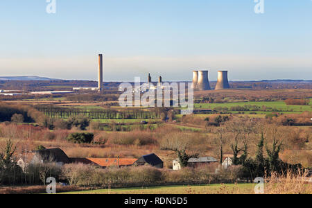 An English Landscape with Didcot Power Station in the distance Stock Photo