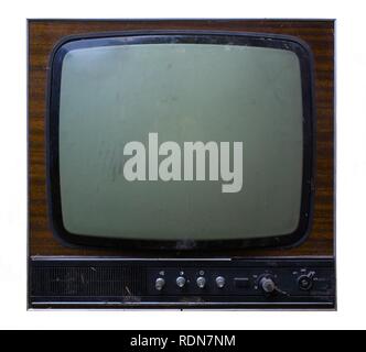 old tv set isolated on a white background Stock Photo