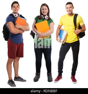 Students student group of young people full body portrait education isolated on a white background Stock Photo