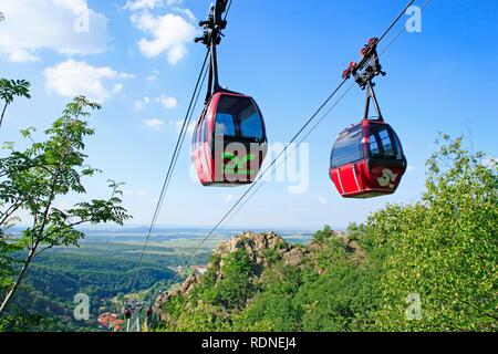 Cable car from Thale to Hexentanzplatz, the witches' dancing place, Eastern Harz, Saxony-Anhalt Stock Photo