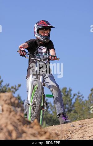 Boy on a mountain bike Stock Photo