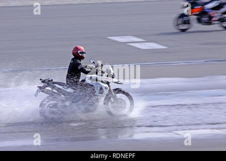 Motorcyclist at a driver safety training at the ADAC test track in Embsen near Lueneburg, Lower Saxony Stock Photo