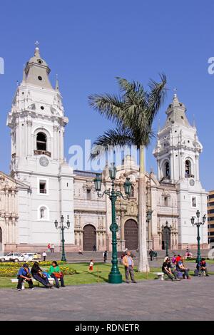 Cathedral at Plaza Mayor, Lima, Peru, South America Stock Photo