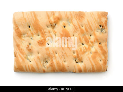 Top view of marble wheat biscuit isolated on white Stock Photo