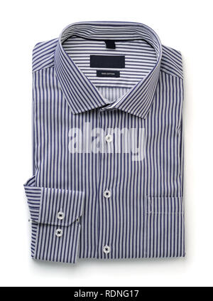 Blue striped folded shirt isolated on the Stock Photo