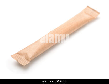 Brown paper sachet isolated on white Stock Photo