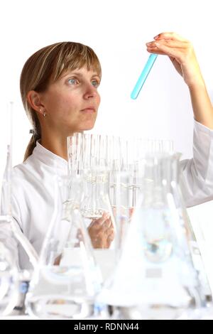Chemistry laboratory, lab technician at work Stock Photo