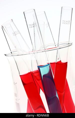 Chemicals in test tubes Stock Photo