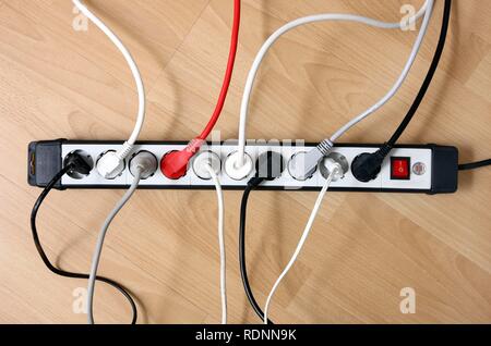 Multiple outlet strip, for connection of multiple electrical devices Stock Photo