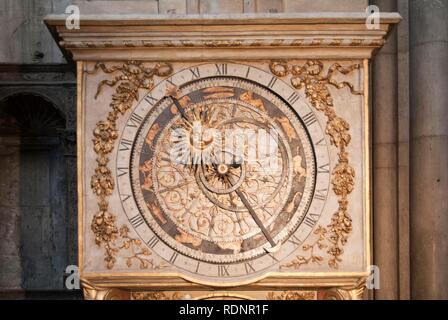 Astronomical clock, Cathedral Saint Jean Baptiste, Saint Jean district, historic district of Vieux Lyon, UNESCO World Heritage Stock Photo